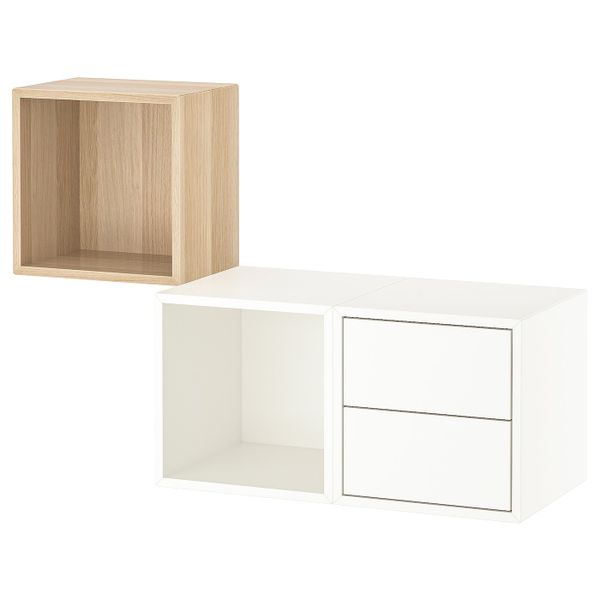 Комбинация для хранения, под беленый дуб/белый 105x35x70 см IKEA EKET ЭКЕТ 393.363.94 - фото 1