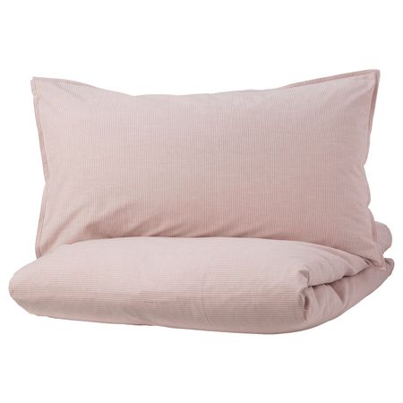 Пододеяльник и наволочка, розовый/полоска 150x200/50x70 см IKEA BERGPALM БЕРГПАЛМ 404.232.34
