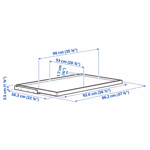 KOMPLEMENT Выдвижная полка - серо-бежевый 100x58 см - схема-чертеж с размерами