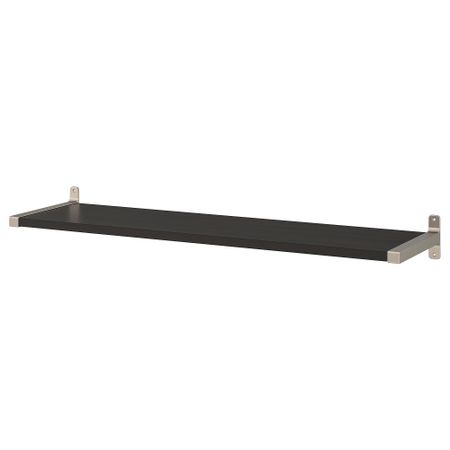Полка навесная, коричнево-чёрный, никелированный, 120x30 см IKEA GRANHULT ГРАНГУЛЬТ, BERGSHULT БЕРГСХУЛЬТ 092.908.11