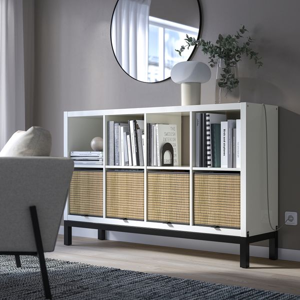 Стеллаж с основанием, глянцевый, белый, черный, 147x94 см IKEA KALLAX КАЛЛАКС 594.426.90 - фото 3