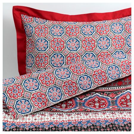 Пододеяльник и 2 наволочки ВОТАРВ, красный, синий (200x200/50x70 см)