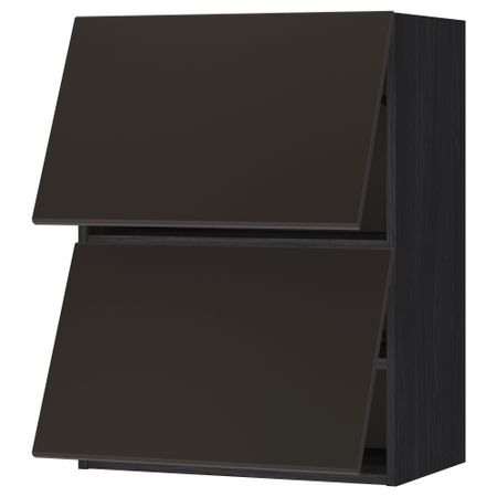 Навесной горизонтальный шкаф, 2 двери, 60x80 см, черный, Kungsbacka антрацит IKEA METOD МЕТОД 093.937.86