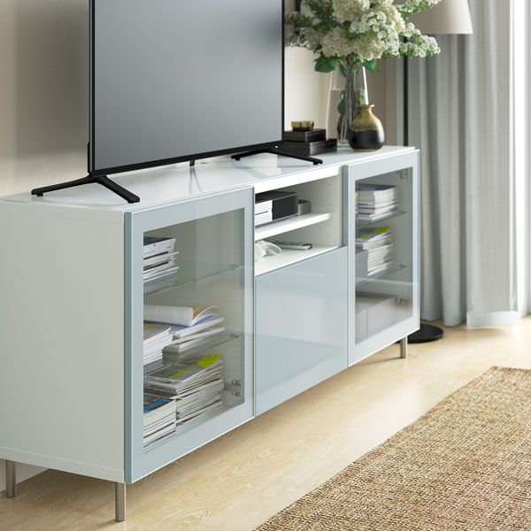 Верхняя панель для ТВ, стекло белый 180x40 см IKEA BESTÅ БЕСТО 303.839.07 - схема-чертеж с размерами