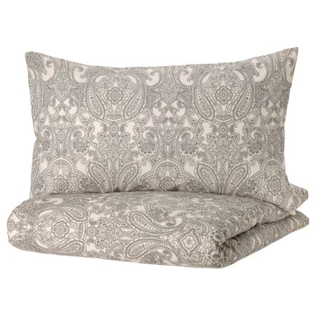 Пододеяльник и 2 наволочки, бежевый/темно-серый 200x200/50x70 см IKEA JÄTTEVALLMO ЙЭТТЕВАЛЛМО 305.005.67