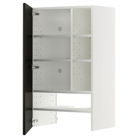 METOD Навесной шкаф д/вытяжки/полка/дверь - белый/Bodbyn чёрный 60x100 см