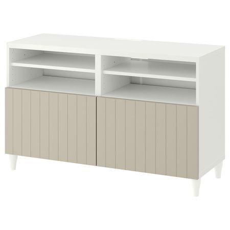 Тумба под ТВ, с дверцами, белый/СУТТЕРВ/КАББАРП серо-бежевый 120x42x74 см IKEA BESTÅ БЕСТО 493.845.44