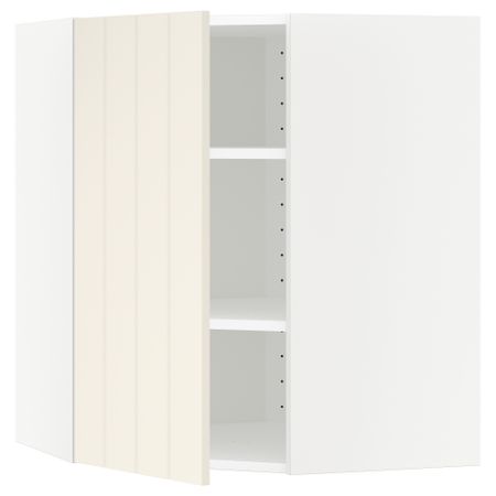 Угловой навесной шкаф с полками МЕТОД, белый, Хитарп белый с оттенком