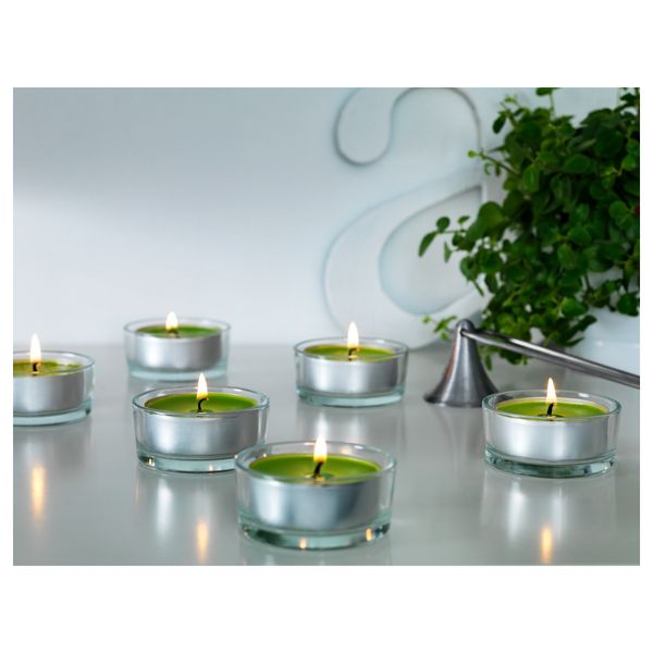 Аромат свеча в металической подставке СИНЛИГ, Зеленое яблоко, зеленый - фото 3