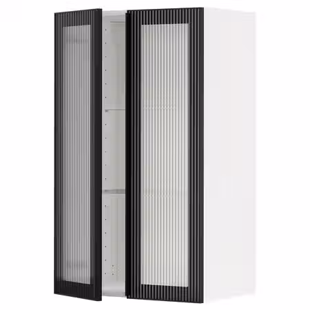 METOD Навесной шкаф/полки/2стеклян двери - белый/Hejsta антрацитовое рифленое стекло 60x100 см