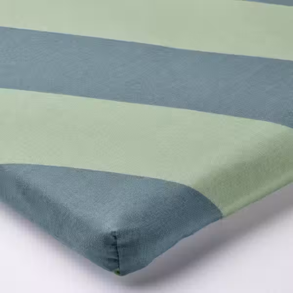 BÄNKKAMRAT БЭНККАМРАТ Подушка на скамью - синий/зеленый 90x50x3 см - схема-чертеж с размерами