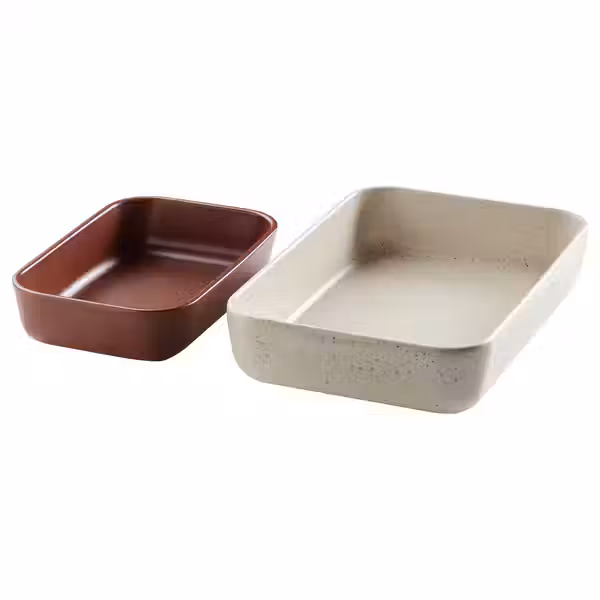 LYCKAD Форма/блюдо д/дхвк, 2 шт - светло-бежевый/красно-коричневый - фото 1