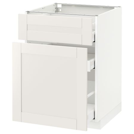 Напольный шкаф, выдвижной секцией, ящик МЕТОД / МАКСИМЕРА, белый, Сэведаль белый