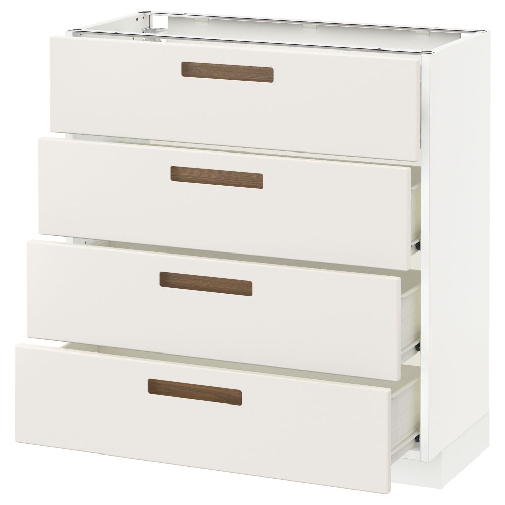 Напольный шкаф 4 фронтальных панели/4 ящика МЕТОД / ФОРВАРА, белый, Мэрста белый - схема-чертеж с размерами