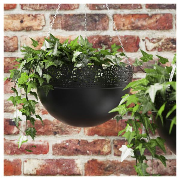 Кашпо подвесное СКУРАР, д/дома/улицы, черный (30 см) - схема-чертеж с размерами