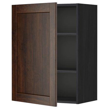 Шкаф навесной с полкой, черный/Эдсерум коричневый 60x80 см IKEA МЕТОД 292.265.98