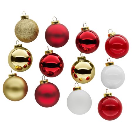 Украшение, шар ВИНТЕР 2017, стекло, красный золотой (5 см)