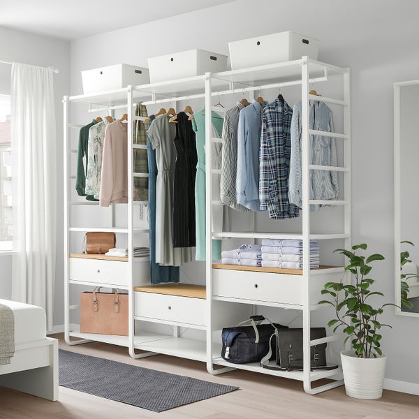 Гардероб, комбинация, белый/бамбук 245x55x216 см IKEA ELVARLI ЭЛВАРЛИ 393.151.55 - фото 2