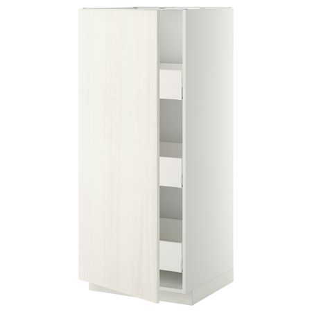 Высокий шкаф с ящиками МЕТОД / МАКСИМЕРА, белый, Росдаль белый