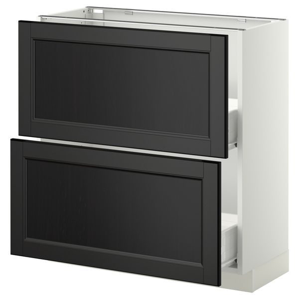 Напольный шкаф с 2 ящиками МЕТОД / ФОРВАРА, белый, Лаксарби черно-коричневый - схема-чертеж с размерами