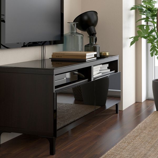 Верхняя панель для ТВ, стекло черный 120x40 см IKEA BESTÅ БЕСТО 003.839.04 - схема-чертеж с размерами