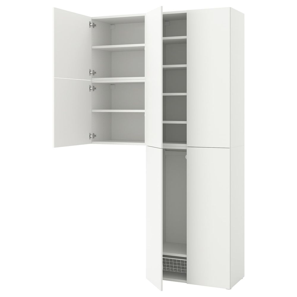 Гардероб с 6 дверями, Фоннес белый 140x42x241 см IKEA ОПХУС 493.045.85 - фото 1