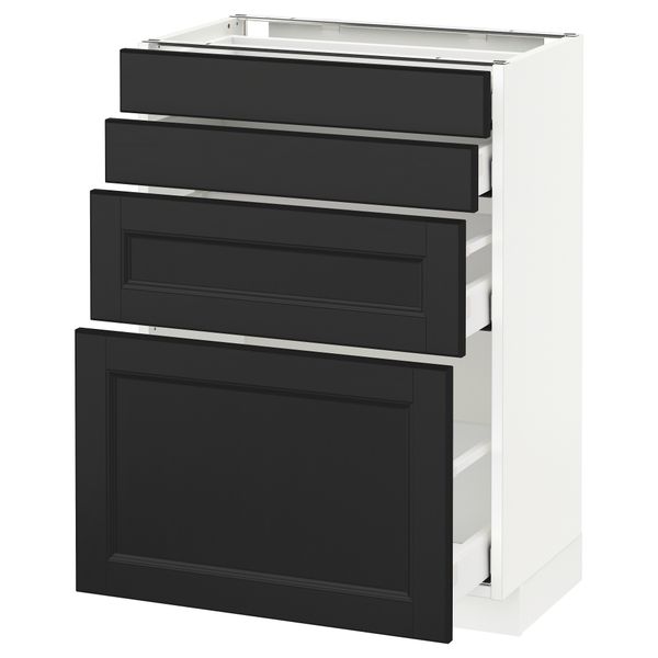 Напольный шкаф 4 фронтальных панели, 4 ящика МЕТОД / МАКСИМЕРА, белый, Лаксарби черно-коричневый - схема-чертеж с размерами