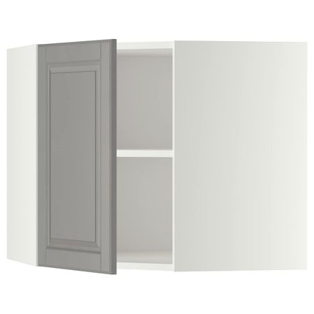 Угловой навесной шкаф с полками, белый/Будбин серый 68x60 см IKEA METOD МЕТОД 892.276.65