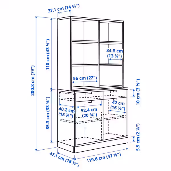 IKEA, дополнительный ракурс - схема-чертеж с размерами