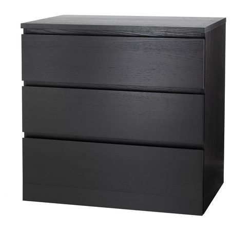 MALM Комод с 3 ящиками - черно-коричневый 80x78 см