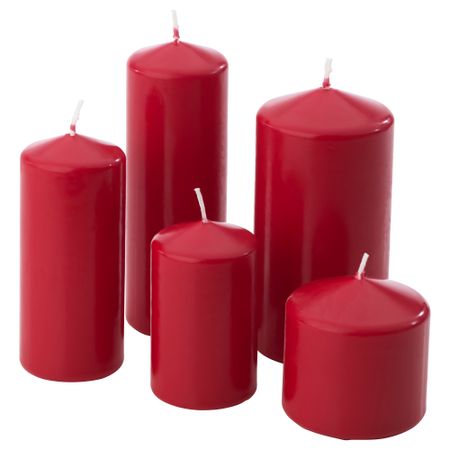 Неароматическая формовая свеча, 5 штуки ФЕНОМЕН, красный