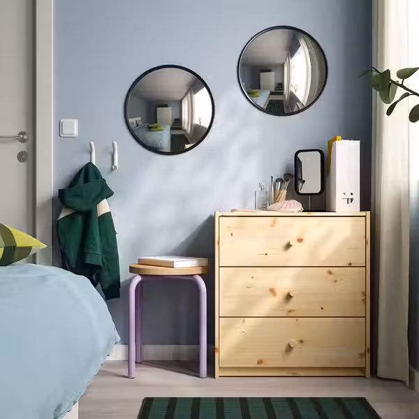 SVARTBJÖRK СВАРТБЬЁРК Декоративное выпуклое зеркало - чёрный 41 см - схема-чертеж с размерами