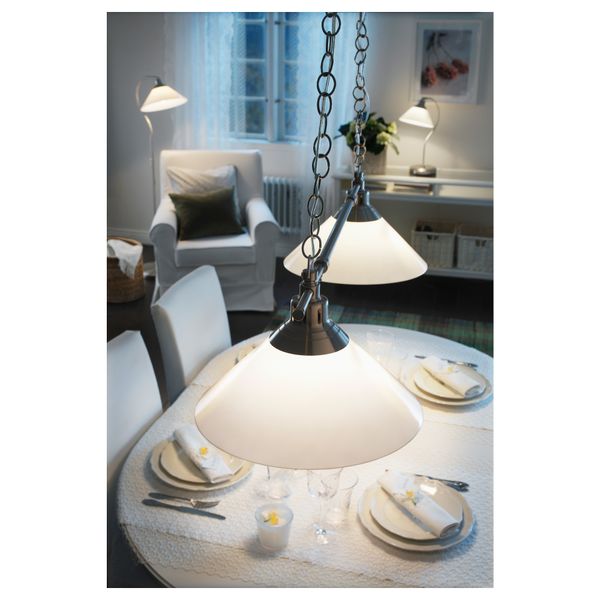 Подвесной светильник, двойной КРУБИ, никелированный, стекло - фото 3