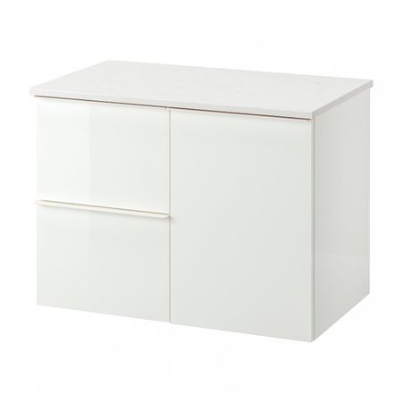 Шкаф под раковину с 3 ящиками, глянцевый белый/под мрамор 82x49x60 см IKEA ГОДМОРГОН / ТОЛКЕН 592.952.36