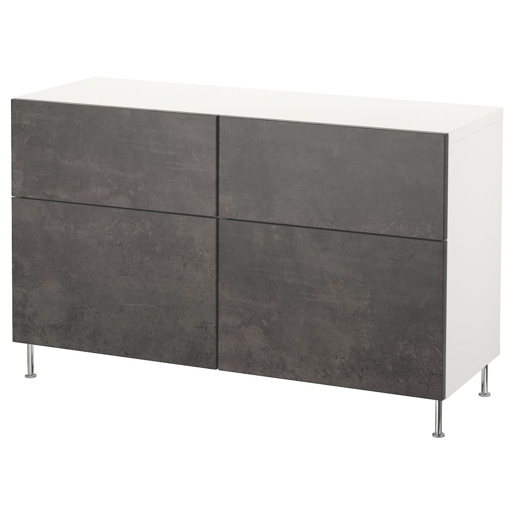 Комбинация для хранения с дверцами/ящ, белый Кэлльв/Сталларп/темно-серый под бетон 120x40x74 см IKEA BESTÅ БЕСТО 992.766.60 - фото 1