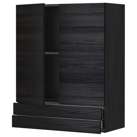 Навесной шкаф/2дверцы/2ящика, черный, Тингсрид черный 80x100 см IKEA МЕТОД / МАКСИМЕРА 392.354.13