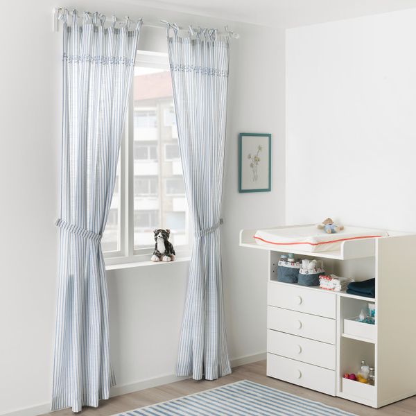 Гардины с прихватом, 2 шт., в полоску синий-белый 120x300 см IKEA GULSPARV ГУЛСПАРВ 904.270.98 - фото 2