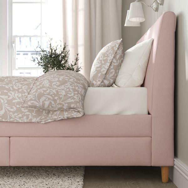 Кровать с отделением для хранения, 140x200 см, Gunnared бледно-розовый IKEA IDANÄS ИДАНЭС 804.471.67 - фото 8
