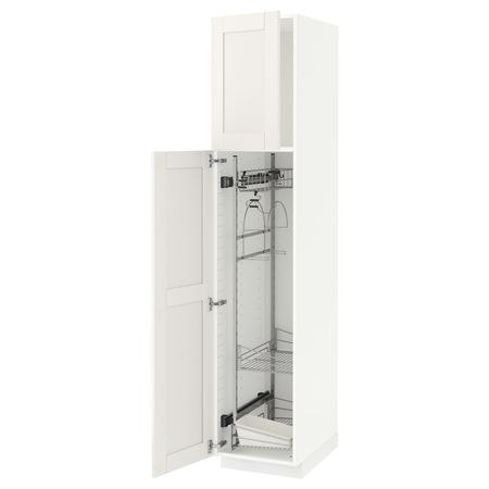 Высокий шкаф с отделением для аксессуаров для/уборки, белый/Сэведаль белый 40x60x200 см IKEA METOD МЕТОД 994.453.09