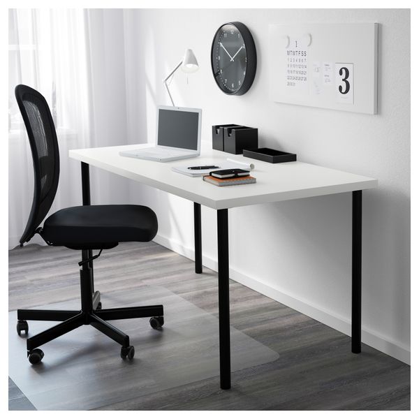 Стол ЛИННМОН / АДИЛЬС, белый, черный (150x75 см) - схема-чертеж с размерами