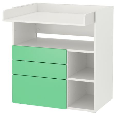 Пеленальный стол, 90x79x100 см, белый зеленый с 3 ящиками IKEA SMÅSTAD СМОСТАД 993.922.35