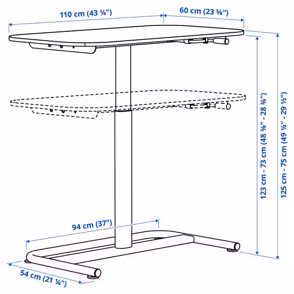 SEGRARE Стол-трансформер - темно-серый 110x60 см - фото 3
