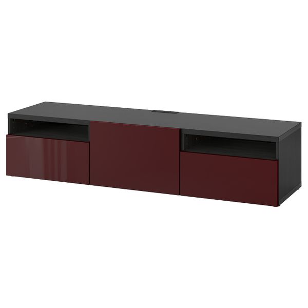 Тумба под ТВ, черно-коричневый Сельсвикен, глянцевый темный красно-коричневый, 180x42x39 см IKEA БЕСТО 592.985.98 - фото 1