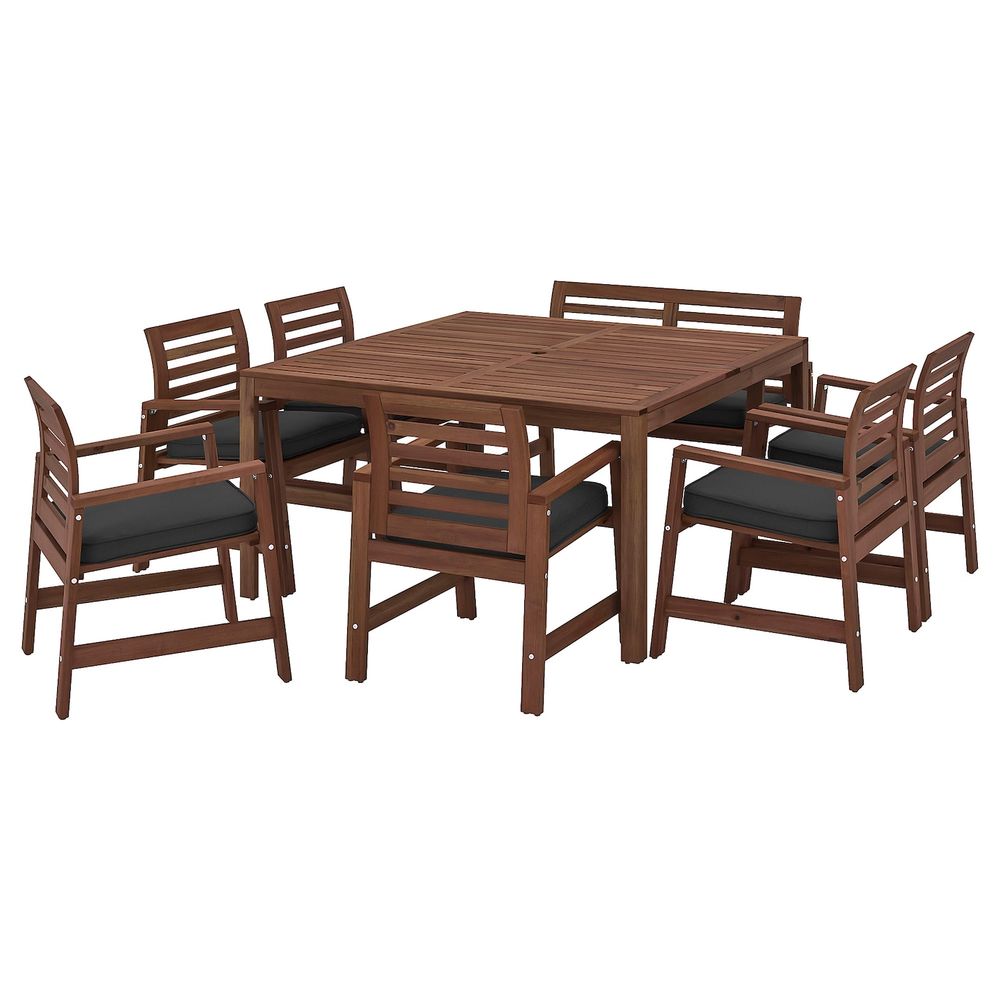 Стол+6кресел+скамья,д/сада, коричневая морилка/ЙЭРПОН/дувхольмен антрацит IKEA ÄPPLARÖ ЭПЛАРО 293.261.40 - фото 1