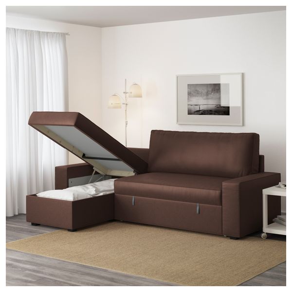 Диван-кровать с козеткой ВИЛАСУНД, Бурред темно-коричневый - фото 4