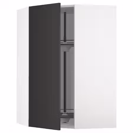 METOD Углов навесн шкаф с вращающ секцией - белый/Nickebo матовый антрацит 68x100 см