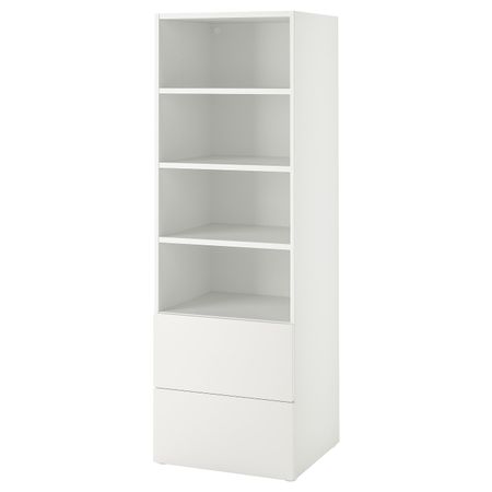 Стеллаж, белый белый/с 2 ящиками 60x57x181 см IKEA SMÅSTAD СМОСТАД / OPPHUS ОПХУС 894.832.69