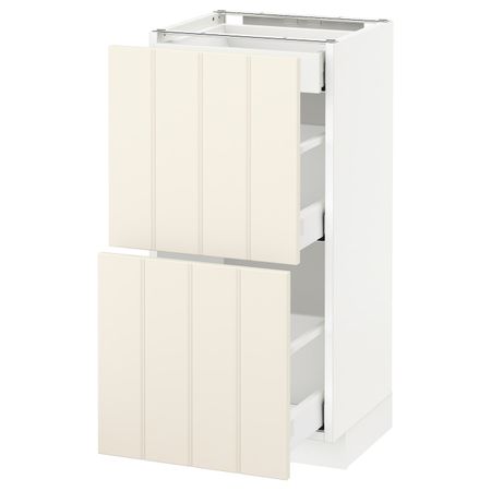 Напольный шкаф/2фасада/3ящика, белый/Хитарп белый с оттенком 40x37 см IKEA METOD МЕТОД / MAXIMERA МАКСИМЕРА 892.307.19