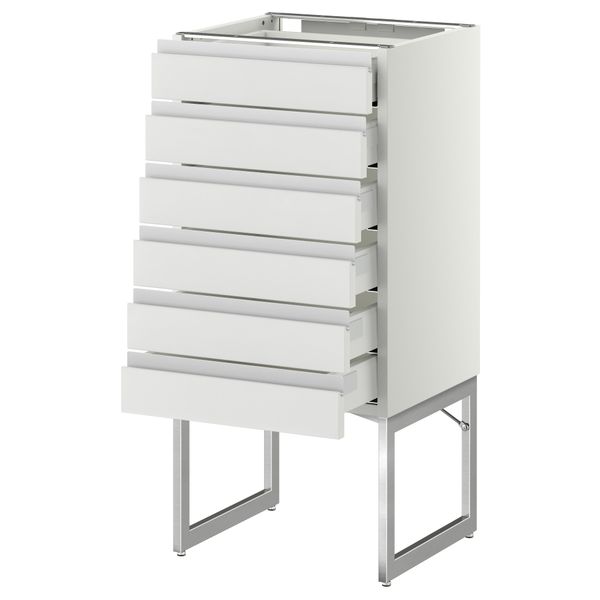 Напольный шкаф 6 фронтальных панелей, 6 нижних ящиков МЕТОД / МАКСИМЕРА, белый, Нодста белый - схема-чертеж с размерами
