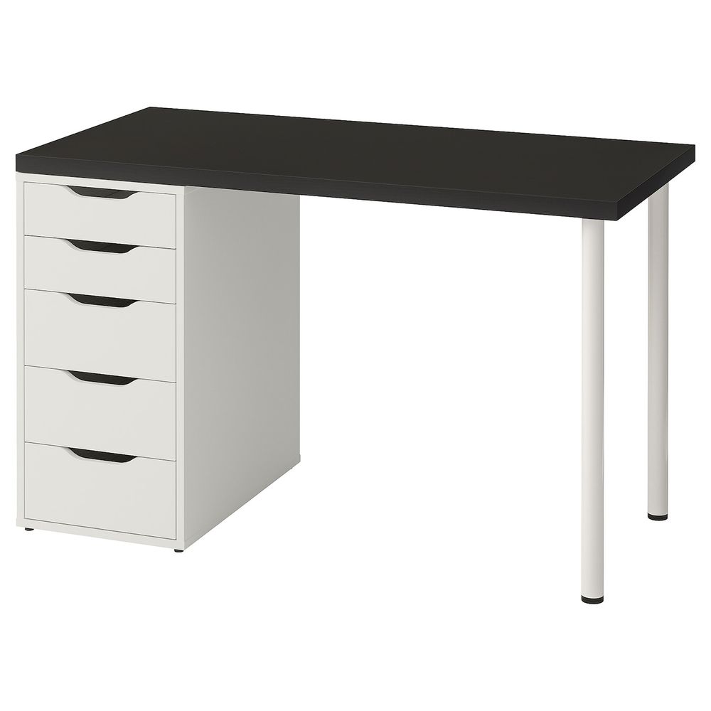 Стол, черно-коричневый/белый 120x60 см IKEA LINNMON ЛИННМОН / ALEX АЛЕКС 292.791.48 - фото 1